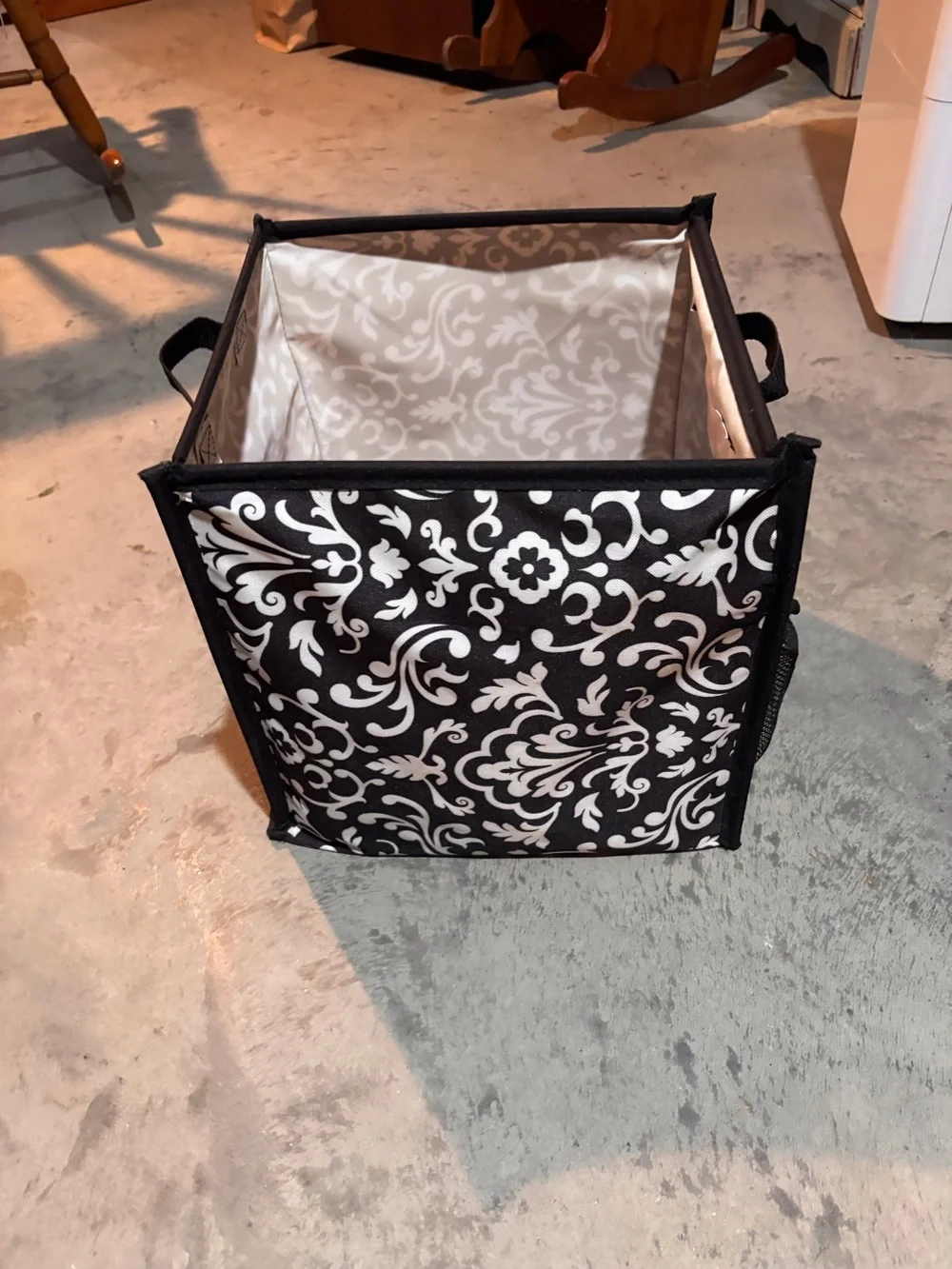 thirty-one Black and White Damask Fabric Storage Bin